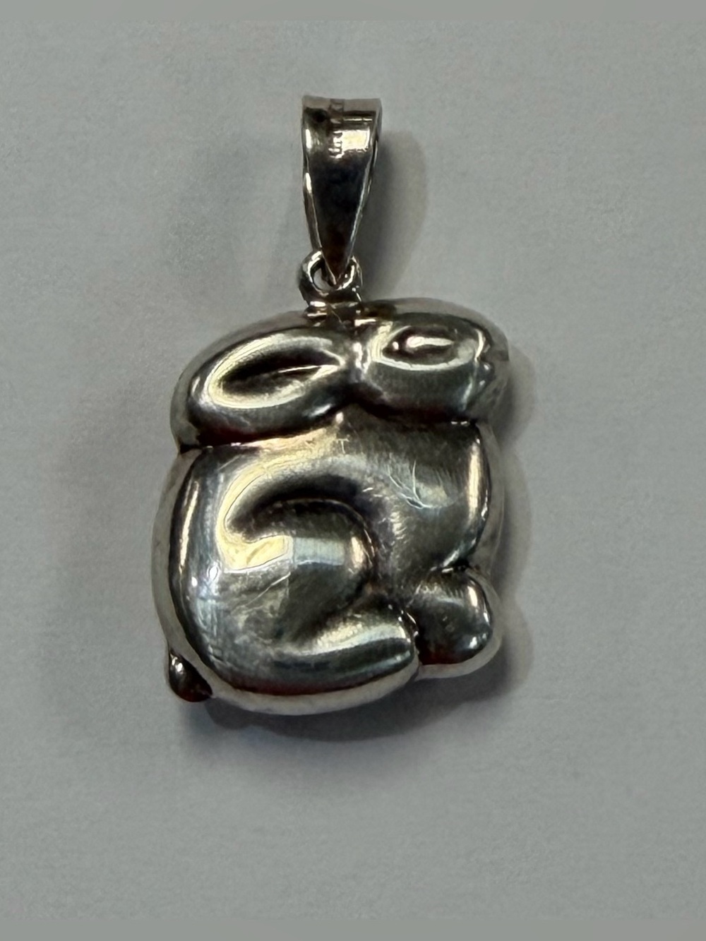 Sterling Silver 925 Puffy Bunny Rabbit Pendant